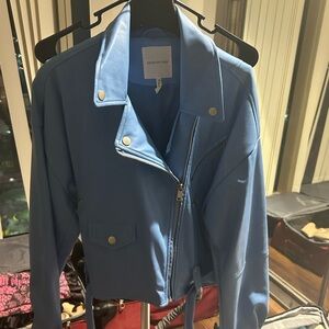 Baby blue soft leather jacket